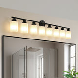 39" Modern 6-Light Vanity Wall Sconce, Golden Finish with Frosted Glass Shades for Bathroom or Hallway Lighting (No Bulbs)