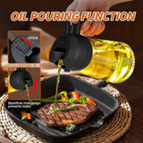 2Pcs Olive Oil Dispenser, 2 in 1 Oil Sprayer for Cooking, 16oz/470ml Glass Oil Spray Bottle, Food-grade Oil Dispenser and Oil Sprayer for Kitchen, Salad, Frying, BBQ (White &Black)