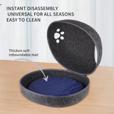 Premium Felt Cat Bed Cave, Cat House for Indoor, Handmade 100% Wool Bed for Cats and Kittens, Cat Hideaway Shape Cat Cave for Pets Playing, Hiding and Sleeping, Dark Grey