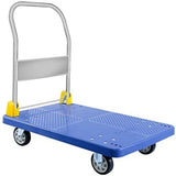 YSSOA Platform Truck with 1320lb Weight Capacity and 360 Degree Swivel Wheels, Foldable Push Hand Cart for Loading and Storage, Blue