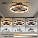 Low Profile Ceiling Fan with Light and Remote Control, Dimmable LED Ceiling Fan,  6 Speeds, Timing Reversible Blades, Brown, 20"