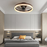 Low Profile Ceiling Fan with Light and Remote Control, Dimmable LED Ceiling Fan,  6 Speeds, Timing Reversible Blades, Brown, 20"