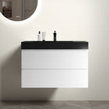 Alice 36" Walnut Bathroom Vanity with Sink, Large Storage Wall Mounted Floating Bathroom Vanity for Modern Bathroom, One-Piece White Sink Basin without Drain and Faucet, Pre-assembled