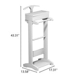 White Portable Garment Rack,Clothes Valet Stand with Storage Organizer