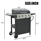 Propane Gas Grill 4 Burner Barbecue Grill, Stainless Steel 34,000 BTU Patio Garden Barbecue Grill with Two Shelves, Lid, Wheels and Bottle Opener