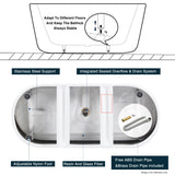 59" Acrylic Freestanding Bathtub, Modern & Contemporary Design Soaking Tub with Toe-tap Drain in Chrome and Classic Slotted Overflow, Glossy White, cUPC Certified, 02136