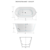 59" Acrylic Freestanding Bathtub, Modern & Contemporary Design Soaking Tub with Toe-tap Drain in Chrome and Classic Slotted Overflow, Glossy White, cUPC Certified, 02136