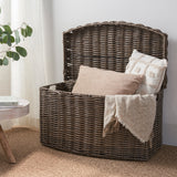 Lucius Round Resin Woven Wicker Basket with Handles - 13" x 13" x 13" - Black - For Clothes, Towels, Toys, Magazines Storage and Home Decoration