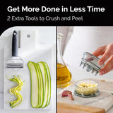 Cheese Grater with Garlic Crusher- Box Grater Vegetable Shredder with 3 Stainless Steel Drum Blades - Graters for Kitchen- Cheese Graters with Handle - Garlic Mincer Tool and Vegetable Peeler