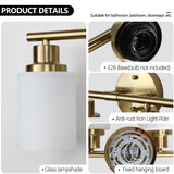 39" Modern 6-Light Vanity Wall Sconce, Golden Finish with Frosted Glass Shades for Bathroom or Hallway Lighting (No Bulbs)