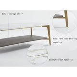 Coffee Table Rectangular Center Table for Living Room Open Space Side Table with Metal Frame
