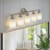 39" Modern 6-Light Vanity Wall Sconce, Golden Finish with Frosted Glass Shades for Bathroom or Hallway Lighting (No Bulbs)