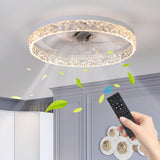 Low Profile Ceiling Fan with Light and Remote Control, Dimmable LED Ceiling Fan,  6 Speeds, Timing Reversible Blades, Brown, 20"