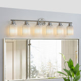 39" Modern 6-Light Vanity Wall Sconce, Golden Finish with Frosted Glass Shades for Bathroom or Hallway Lighting (No Bulbs)