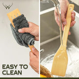 Bamboo Wooden Spoons for Cooking 6 Pcs – Handmade Wooden Utensil Set for Nonstick Cookware – Serving Spoon, Turner, Heat-Resistant – Eco-Friendly, Durable & Lightweight Spatula Set - Gift