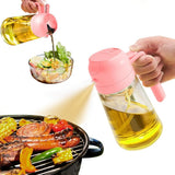 2Pcs Olive Oil Dispenser, 2 in 1 Oil Sprayer for Cooking, 16oz/470ml Glass Oil Spray Bottle, Food-grade Oil Dispenser and Oil Sprayer for Kitchen, Salad, Frying, BBQ (White &Black)