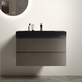 Alice 36" Walnut Bathroom Vanity with Sink, Large Storage Wall Mounted Floating Bathroom Vanity for Modern Bathroom, One-Piece White Sink Basin without Drain and Faucet, Pre-assembled