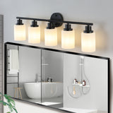 39" Modern 6-Light Vanity Wall Sconce, Golden Finish with Frosted Glass Shades for Bathroom or Hallway Lighting (No Bulbs)