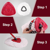 Spin Mop Replacement Head - DTOPNIOR 6 Pack EasyWring Mop Refills Compatible with Triangle Spin Mop, Microfiber Mop Easy Cleaning Floor Head Mop for Floor Cleaning Includes 1 Rotating Mop Base