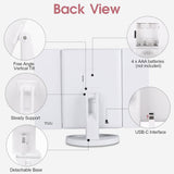 Vanity Makeup Mirror with Lights and Magnification, 3 Way Mirror, Trifold Portable Mirror, 1X 2X 3X Magnification, Two Power Supply, Espejo con luz para maquillaje (White)