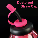 Pink Water Bottle with Handle and Straw, Large Water Bottles for Girls with Straw and Straw Cap, 34oz Gym Sports Water Bottle