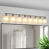 39" Modern 6-Light Vanity Wall Sconce, Golden Finish with Frosted Glass Shades for Bathroom or Hallway Lighting (No Bulbs)