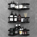 Shower Caddy, 2 Pack Bathroom Shelves, Adhesive Shower Shelf No Drilling, Black Shower Storage, Shower Organiser, Rust-Resistant Shower Caddy Corner, Shower Soap Holder, Bathroom Accessory