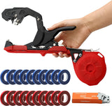 Plant Tie Tapener Gun, Plant Tying Machine with Tapes and Staples, Lightweight Manual Plant Tying Tape Tool to Tie Up Vine Quickly-Red