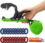 Plant Tie Tapener Gun, Plant Tying Machine with Tapes and Staples, Lightweight Manual Plant Tying Tape Tool to Tie Up Vine Quickly-Red