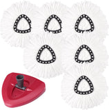 Spin Mop Replacement Head - DTOPNIOR 6 Pack EasyWring Mop Refills Compatible with Triangle Spin Mop, Microfiber Mop Easy Cleaning Floor Head Mop for Floor Cleaning Includes 1 Rotating Mop Base