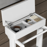 White Portable Garment Rack,Clothes Valet Stand with Storage Organizer