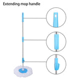 Spin Mop & Bucket, 360 Degree Spin Mop & Bucket System with Dual Mop Heads, Blue