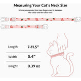 2 Pack Cotton Breakaway Cat Collar Pink Strawberries and White Heart Shaped Pendant Cute Kitten Cat Collar with Bell