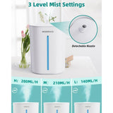 6.48 L Ultrasonic Humidifiers for Home and Office, Quiet Baby Humidifier Diffuser with Cool Mist, Auto-Off, Aromatherapy, and Night Light