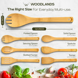 Bamboo Wooden Spoons for Cooking 6 Pcs – Handmade Wooden Utensil Set for Nonstick Cookware – Serving Spoon, Turner, Heat-Resistant – Eco-Friendly, Durable & Lightweight Spatula Set - Gift