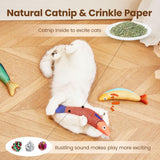 Cat Toys Saury Fish, 3 Pack, Catnip Crinkle Sound, Soft and Durable, Interactive Kitten Kicker for Indoor Kitty Exercise 9.4 Inches