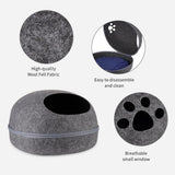 Premium Felt Cat Bed Cave, Cat House for Indoor, Handmade 100% Wool Bed for Cats and Kittens, Cat Hideaway Shape Cat Cave for Pets Playing, Hiding and Sleeping, Dark Grey