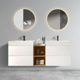 Alice 36" Walnut Bathroom Vanity with Sink, Large Storage Wall Mounted Floating Bathroom Vanity for Modern Bathroom, One-Piece White Sink Basin without Drain and Faucet, Pre-assembled