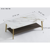 Coffee Table Rectangular Center Table for Living Room Open Space Side Table with Metal Frame