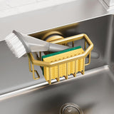 Sponge Holder with Strong Suction Cup, Dish Sponge Caddy Inside Sink Removable, Rustproof Aluminum for Sponges, Brushes, Stoppers and Scrapers - Black