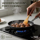 Bamboo Wooden Spoons for Cooking 6 Pcs – Handmade Wooden Utensil Set for Nonstick Cookware – Serving Spoon, Turner, Heat-Resistant – Eco-Friendly, Durable & Lightweight Spatula Set - Gift