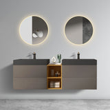 Alice 36" Walnut Bathroom Vanity with Sink, Large Storage Wall Mounted Floating Bathroom Vanity for Modern Bathroom, One-Piece White Sink Basin without Drain and Faucet, Pre-assembled