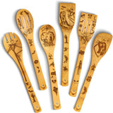 Bamboo Wooden Spoons for Cooking 6 Pcs – Handmade Wooden Utensil Set for Nonstick Cookware – Serving Spoon, Turner, Heat-Resistant – Eco-Friendly, Durable & Lightweight Spatula Set - Gift