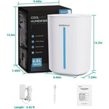 6.48 L Ultrasonic Humidifiers for Home and Office, Quiet Baby Humidifier Diffuser with Cool Mist, Auto-Off, Aromatherapy, and Night Light