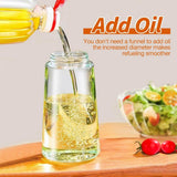 2Pcs Olive Oil Dispenser, 2 in 1 Oil Sprayer for Cooking, 16oz/470ml Glass Oil Spray Bottle, Food-grade Oil Dispenser and Oil Sprayer for Kitchen, Salad, Frying, BBQ (White &Black)