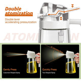 2Pcs Olive Oil Dispenser, 2 in 1 Oil Sprayer for Cooking, 16oz/470ml Glass Oil Spray Bottle, Food-grade Oil Dispenser and Oil Sprayer for Kitchen, Salad, Frying, BBQ (White &Black)