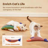 Cat Toys Saury Fish, 3 Pack, Catnip Crinkle Sound, Soft and Durable, Interactive Kitten Kicker for Indoor Kitty Exercise 9.4 Inches