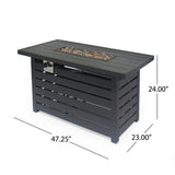 Rectangular Iron Fire Pit - 30,000BTU - Tank Cover Inside